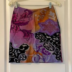 Ralph Lauren Collection Purple label Vintage Abstract Floral Silk Skirt Size 2
